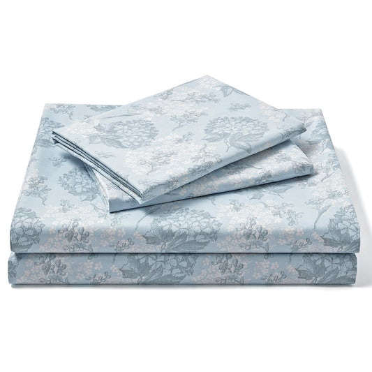 Floral Bed Sheets - Ultra Soft Queen Sheet Set - Brushed Microfiber Blue Floral Sheets - Deep Pockets up to 16" - Easy Care - Hotel Luxury 4 Piece Flower Printed Sheets Queen, Emilia